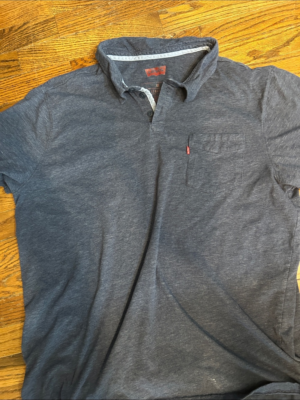 Levi's Men's Heathered Dark Gray Polo with Chest Pocket